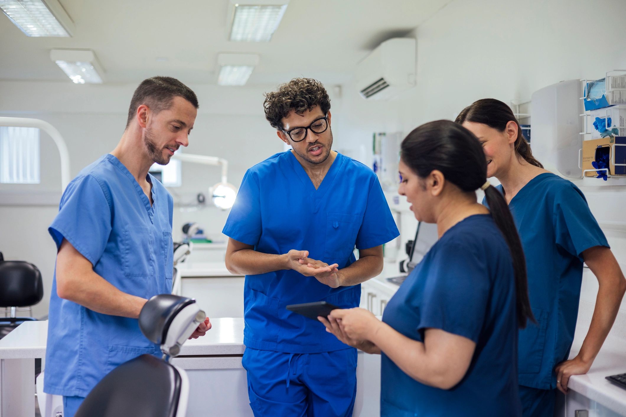 Medical professionals discussing clinical information