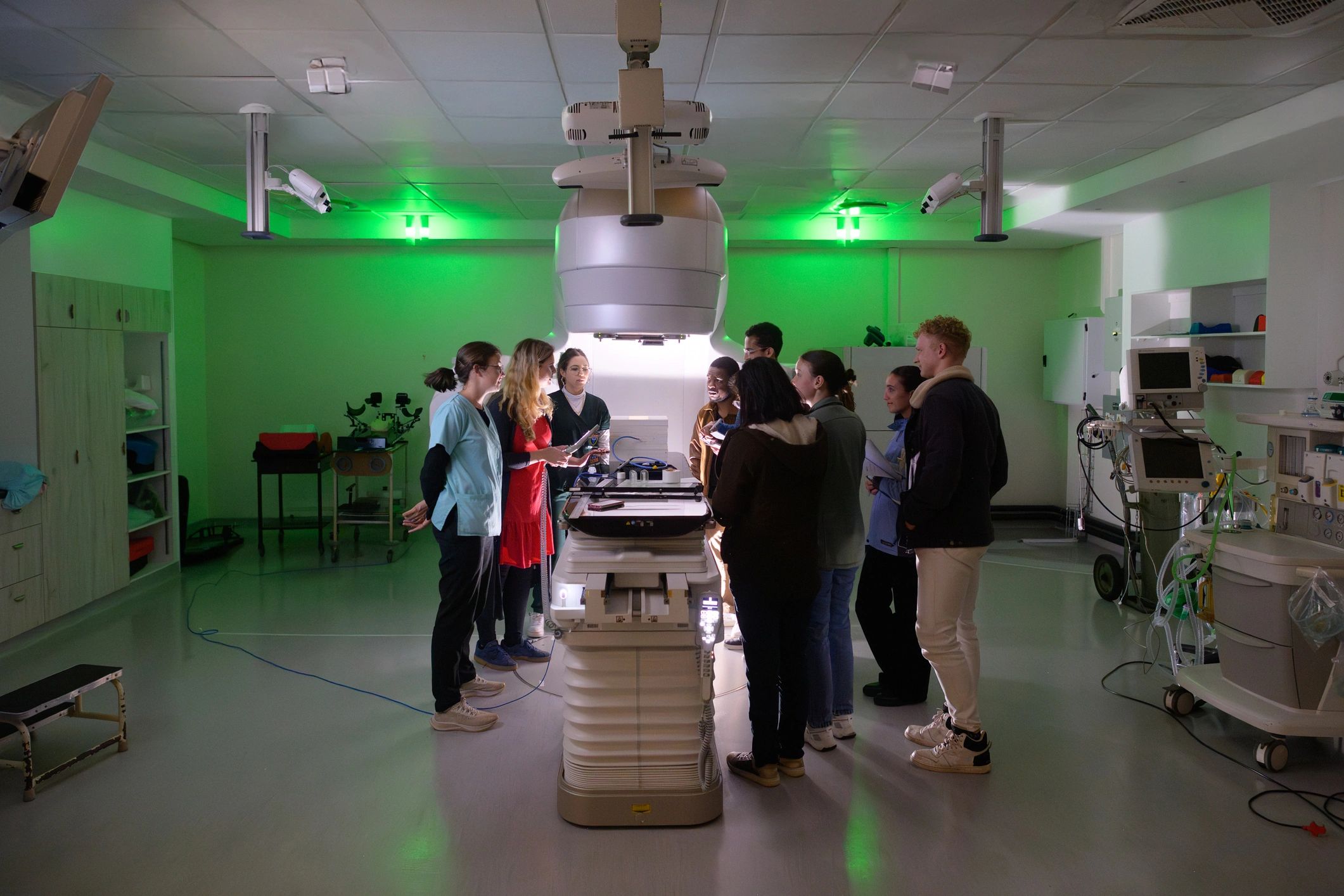 Healthcare professionals in a medical training session