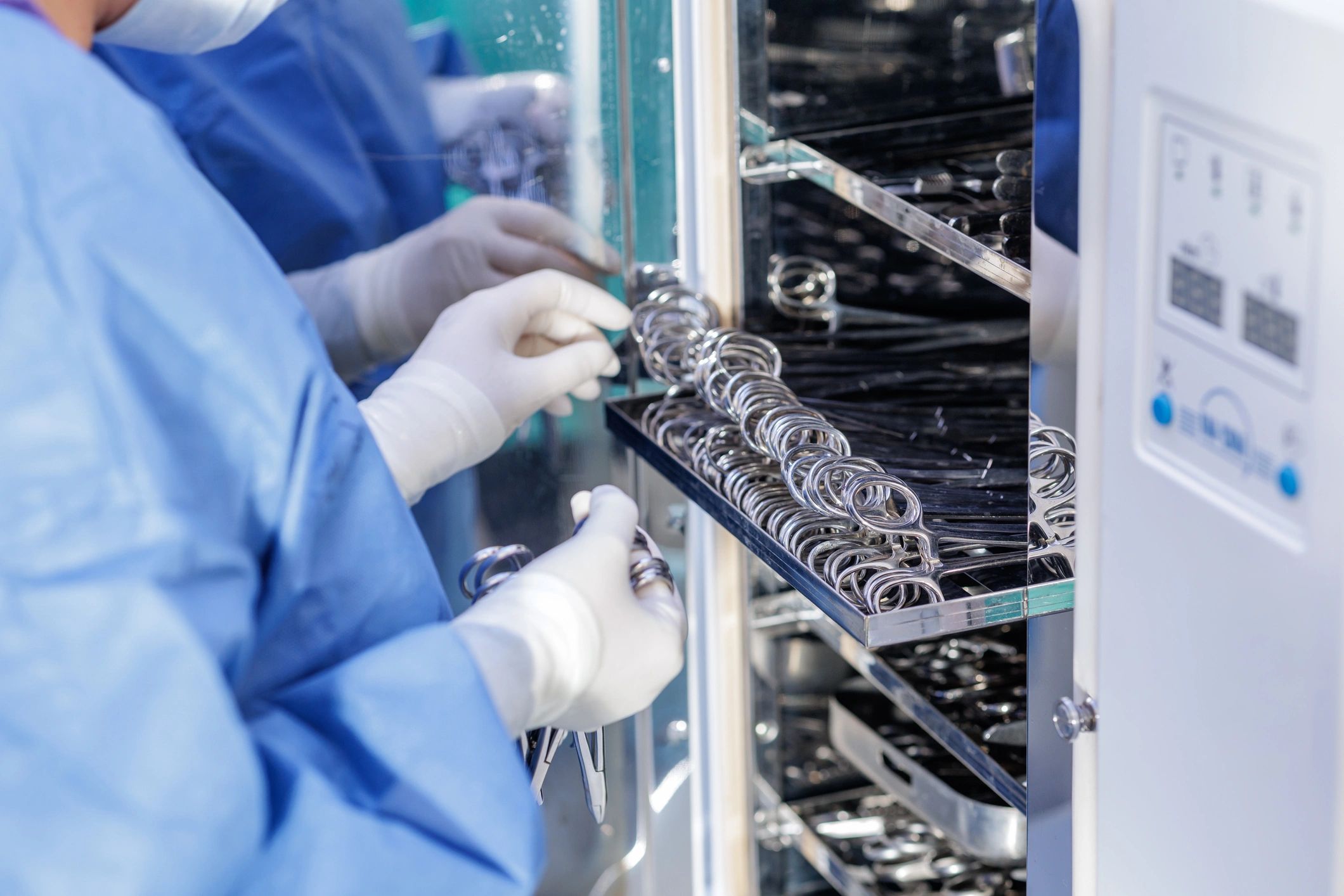 Sterile surgical instruments prepared for hospital use